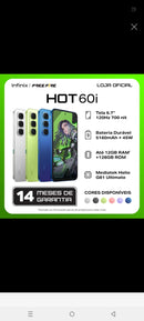 Smartphone Infinix Hot 60i Com NFC 256GB 8GB de RAM Câmera 50MP Dual Sim com 1 Ano de Garantia