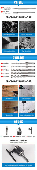 Furadeira Rotativa de Impacto Sem Fio Kamolee 2000W