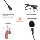Microfone de Lapela Condensador com Isolante de Espuma para Áudio Nítido e Profissional